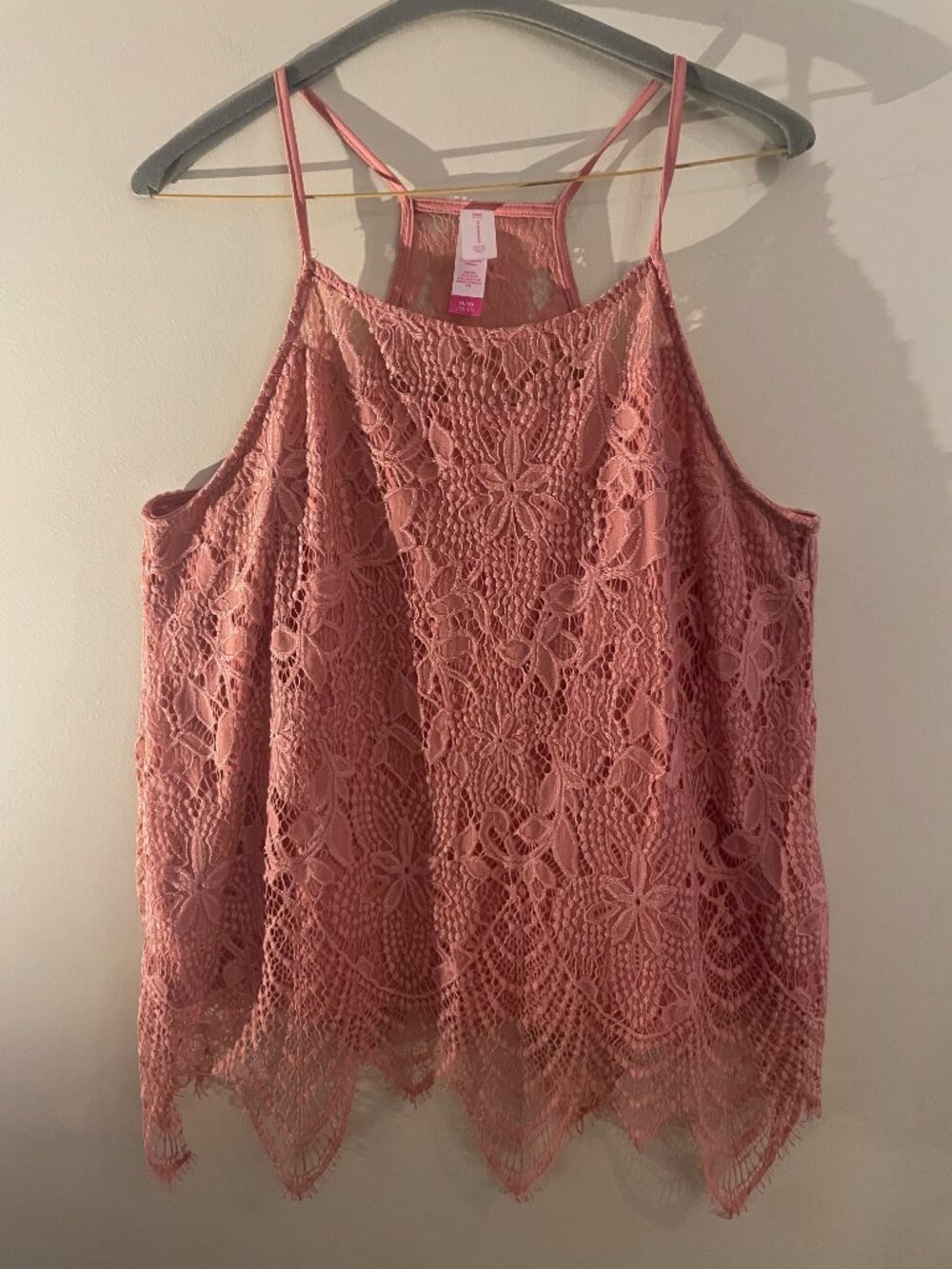 No Boundaries Blush Pink Lace High Neck Top XL 15-17